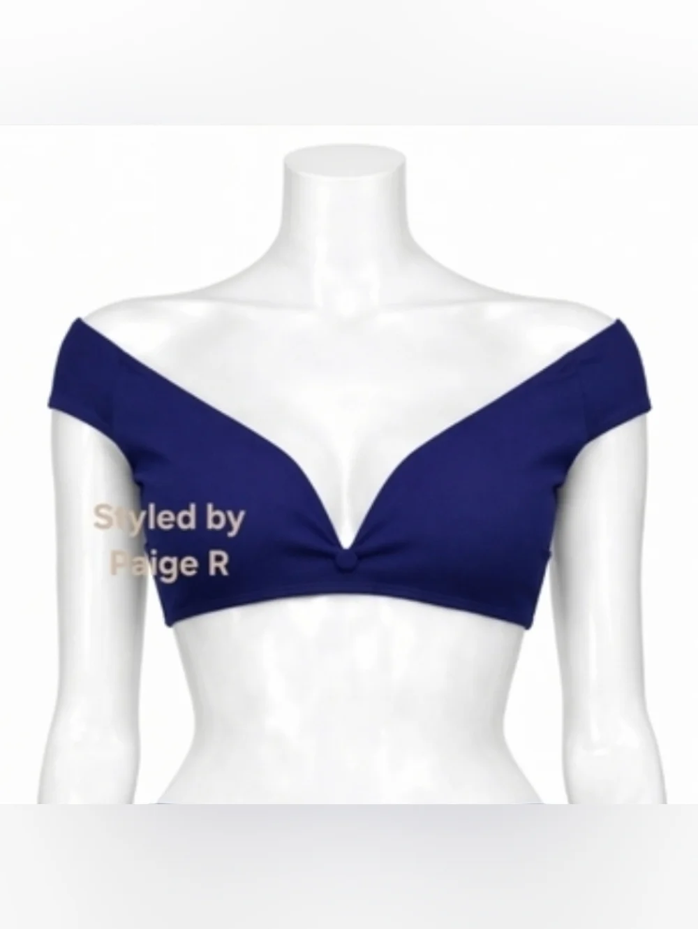 💕NWT SKIMS Sculpting Swim Off Shoulder Swimsuit Bikini Top Navy Blue MIDNIGHT L